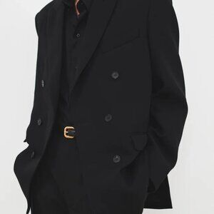 WARDROBE.NYC oversized double breasted blazer in Black tropical wool